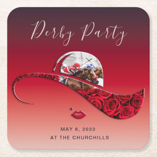Dames in Pet Derby Party Kartonnen Onderzetters (Voorkant)