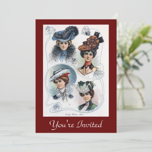 Dames in Petten Uitnodiging (Staand voorkant)