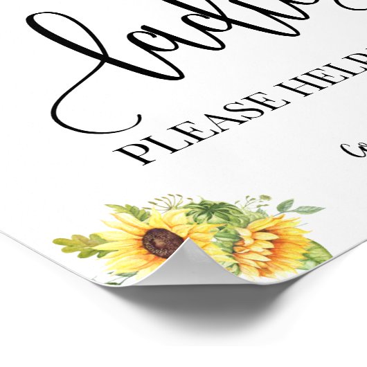 Dames in poederkamer, bruinzonnebloemen poster (Hoek)