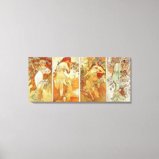 Dames in Vier Seizoen Schilderen Canvas Afdruk (Voorkant)