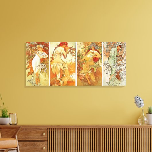 Dames in Vier Seizoen  Schilderen Canvas Afdruk (Insitu (Woonkamer))