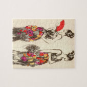 Dames in vintage mode met lentekleding legpuzzel (Horizontaal)