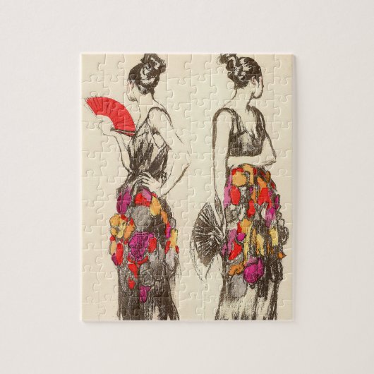 Dames in vintage mode met lentekleding legpuzzel (Verticaal)