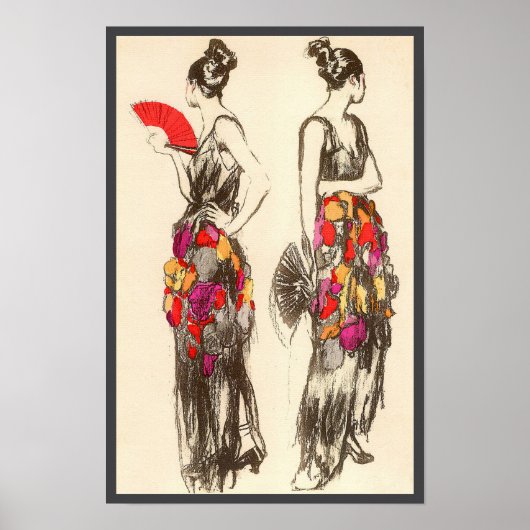 Dames in vintage mode met lentekleding poster (Voorkant)