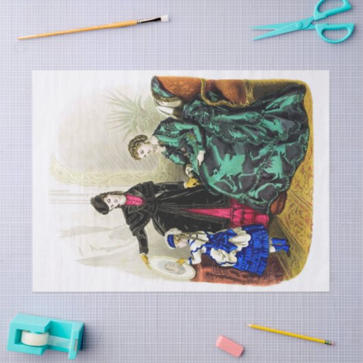  dames in zwart-roze groene ontkoppeling tissuepapier (Craft)