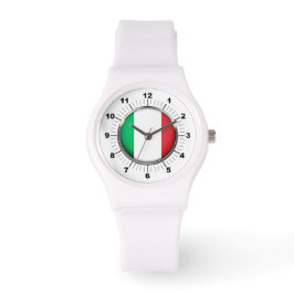 Dames Italië Vlag Sportief Wit Silicium Horloge