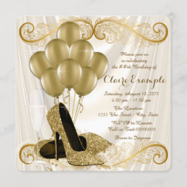 Dames Ivoor en Gouden Verjaardagsfeest Glamour Sat Kaart