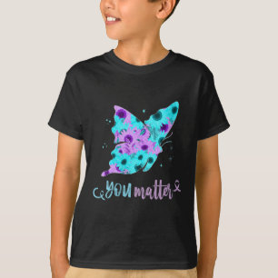 Dames Jullie Zelfmoordbewustzijn Zonnebloem Vlinde T-shirt