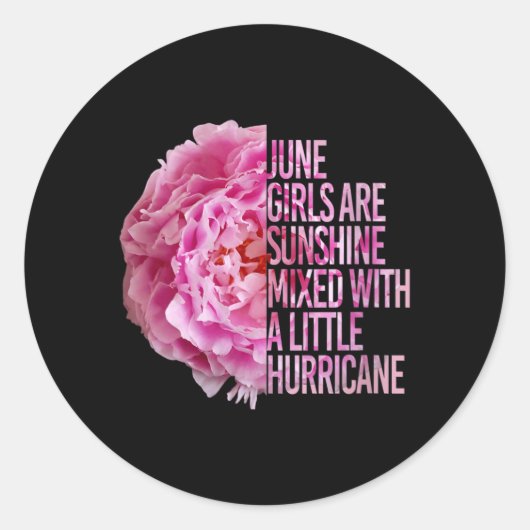 Dames Juni Dames Verjaardag Pioen Bloem Grappig Ronde Sticker (Voorkant)