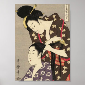 Dames Kapsalon Utamaro Yuyudo Ukiyo-e Kunst Poster