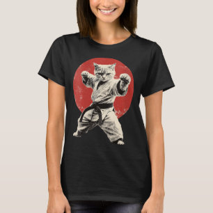 Dames Kat Karate Judo Japan Japanse Vlag Grappig T-shirt