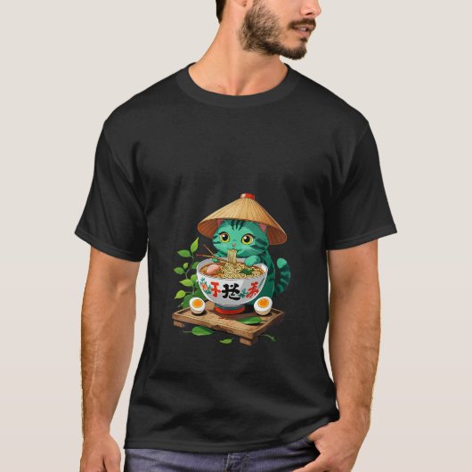 Dames Kat Ramen Japans Grappig Grafisch T-shirt Ka (Voorkant)