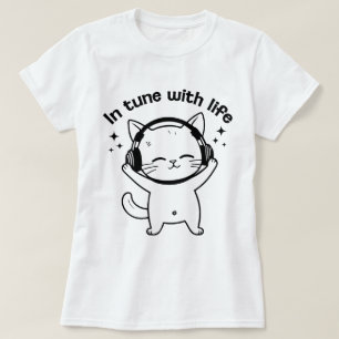 Dames kat T-shirt   Minimalistisch leuk katje T-sh