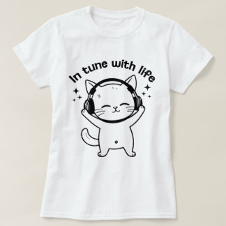 Dames kat T-shirt | Minimalistisch leuk katje T-sh
