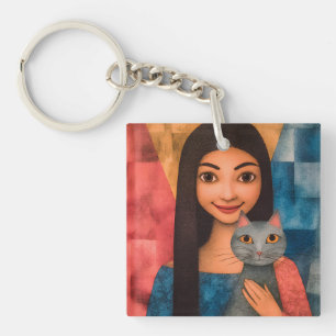 Dames & Katten – Vintage Portretcollectie 1 Sleutelhanger