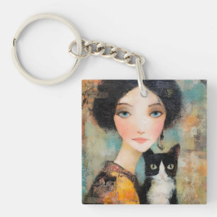 Dames & Katten – Vintage Portretcollectie 1 Sleutelhanger
