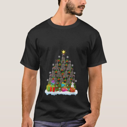 Dames Kerst Decoratie Duitse Draadharige Pointer D T-shirt (Voorkant)