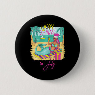 Dames kerst in juli Kerstcadeau boom zeemeermin zw Ronde Button 5,7 Cm