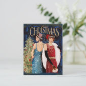 Dames Kerst Kunst uit de jaren 30    Briefkaart (Staand voorkant)
