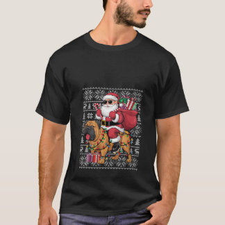 Dames Kerst lelijke trui Kerstman rijdt op Bullmas T-shirt