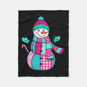 Dames Kerst Patchwork Sneeuwman Preppy Retro Me Fleece Deken