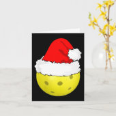 Dames kerst pickleball pickle bal santa hoed kaart (Gele Bloem)