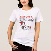 Dames Kerst T-Shirt | Mooie Sneeuwman Design (Voorkant)