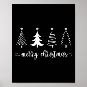 Dames Kerstboom Vrolijk Kerstbomen Schattige Vrouw Poster