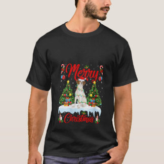Dames Kerstboomverlichting Brittany Spaniel Hond M T-shirt