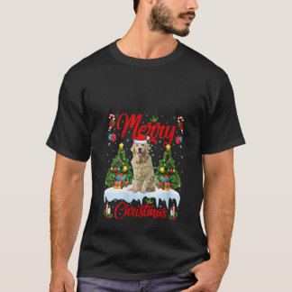 Dames Kerstboomverlichting Goud Retriever Hond Ker T-shirt
