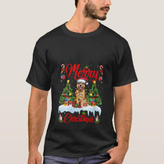 Dames Kerstboomverlichting Kerstman Bouvier des Fl T-shirt