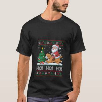 Dames Kerstboomverlichting Kerstman rijdt op Malti T-shirt