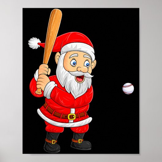 Dames Kerstman Santa die honkbal speelt Kerstmis F Poster (Voorkant)