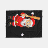 Dames Kerstman Santa die honkbal speelt Kerstmis g Fleece Deken (Voorkant (Horizontaal))