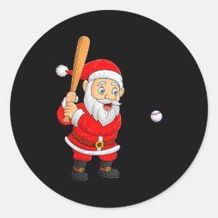 Dames Kerstman Santa speelt honkbal Kerstmis Grapp Ronde Sticker