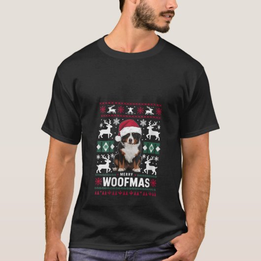 Dames Kerstmis Bernese Berghond Kerstman Ug T-shirt (Voorkant)