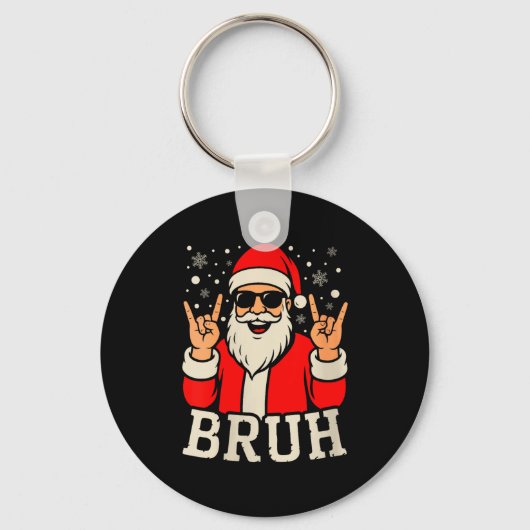 Dames Kerstmis Bruh Meme Grappige Kerstman Tiener Sleutelhanger (Voorkant)