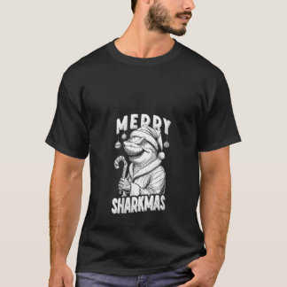 Dames Kerstmis Haai Funny Haai Kerstman Candid T-shirt