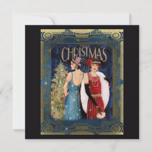Dames Kerstmis Kunst uit de jaren 30 Kaart