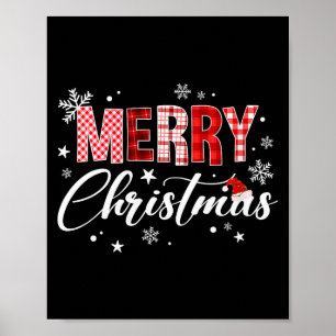 Dames Kerstmis Rode Buffalo Plaid Kerstman Hoed Poster