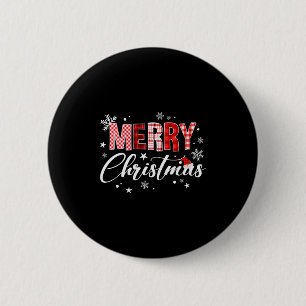 Dames Kerstmis Rode Buffalo Plaid Kerstman Hoed Ronde Button 5,7 Cm