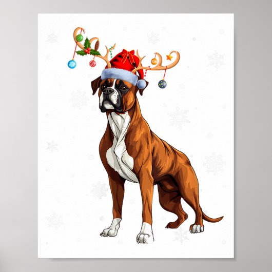 Dames Kerstverlichting Rendier Kerstman Hoed Bullm Poster (Voorkant)