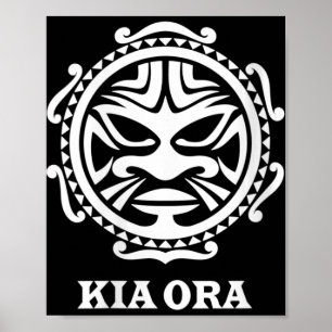 Dames Kia Ora Maori-cultuur symbool Haka-dans Nieu Poster
