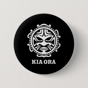 Dames Kia Ora Maori-cultuur symbool Haka-dans Nieu Ronde Button 5,7 Cm