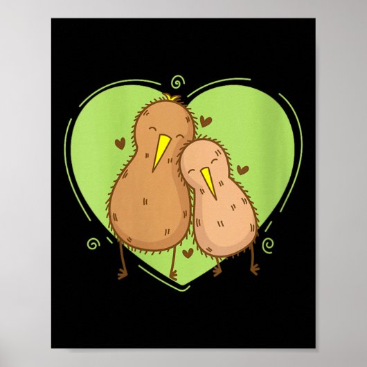 Dames Kiwi vogel is verliefd Kiwi Fruit Dier Poster (Voorkant)