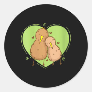 Dames Kiwi-vogel is verliefd Kiwi-fruit Dier Ronde Sticker