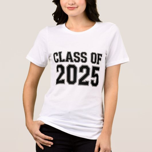 Dames Klasse van 2025 Wit Tri-Blend Shirt (Voorkant)