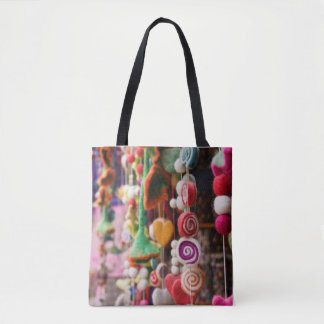Dames kleurenbeeldzak tote bag