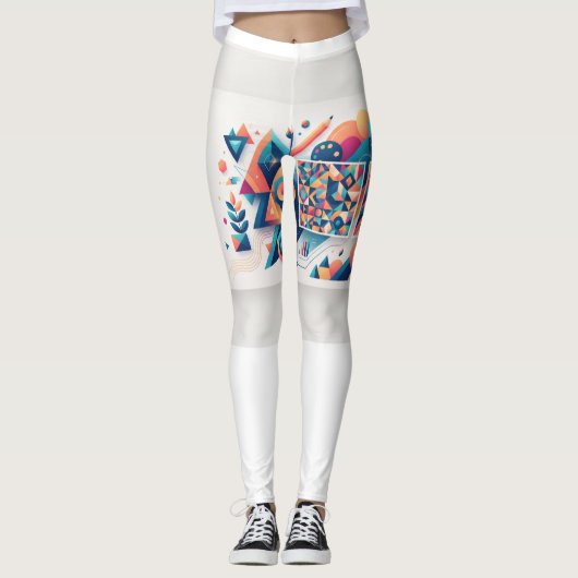 Dames Kleurrijke Abstracte Patroon Leggings (Voorkant)
