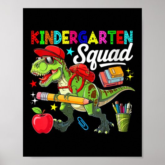 Dames kleuterschool squad terug naar school T-rex Poster (Voorkant)